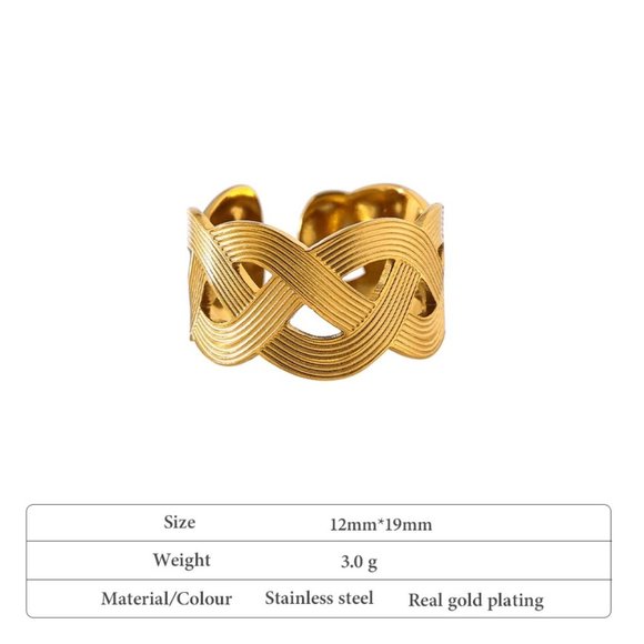 New 18K Gold Plated Braided Resizable Ring - Picture 4 of 7